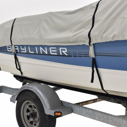 Budge Sportsman 600 Denier Gray Center Console V-Hull Boat Cover Perspective: right