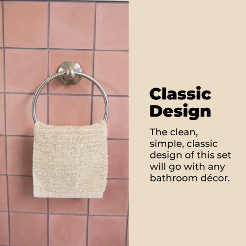 WholesalePlumbing 4-Piece Bathroom Hardware Accessory Set with 24  Towel Bar - Satin Nickel Perspective: right