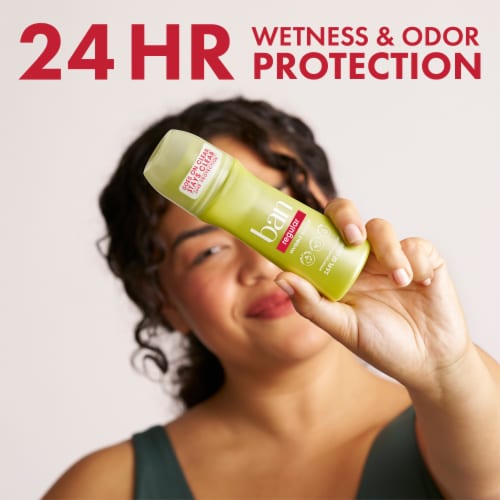 Ban Invisible Roll-on Antiperspirant and Deodorant for Women and Men, Regular Scent Perspective: right