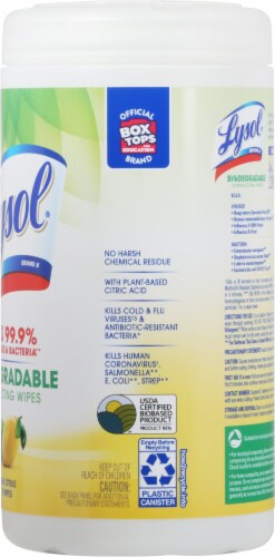 Lysol Plant-Based Fresh Citrus Scent Disinfecting Wipes Perspective: right