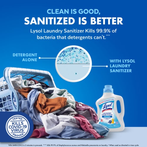 Lysol Free and Clear Laundry Sanitizer, Bacteria Causing Laundry Odor Eliminator 0% Bleach Perspective: right