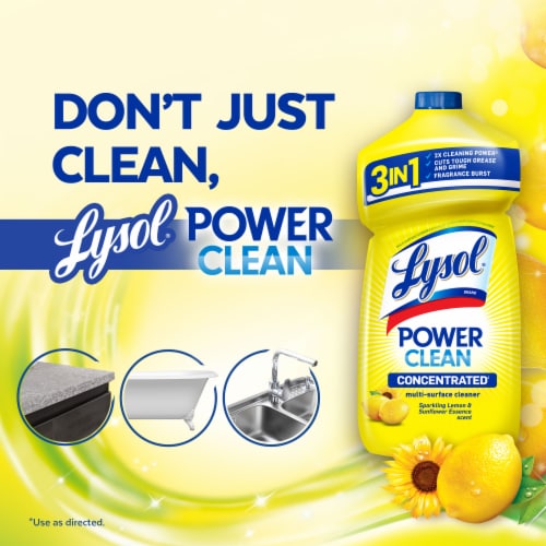 Lysol Power Clean All Purpose Cleaner Concentrate Disinfectant Lemon Perspective: right