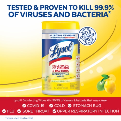 Lysol Multi-Surface Antibacterial Lemon and Lime Blossom Cleaning Disinfecting Wipes Perspective: right