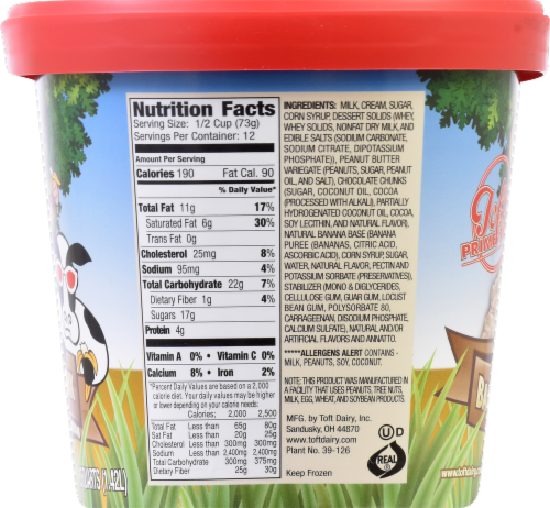 Toft's Banana Peanut Butter Chunk Ice Cream Tub Perspective: right