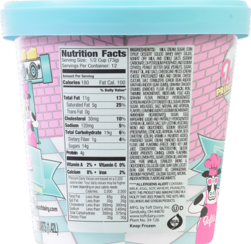 Toft's Prime Time Peanut Butter Cheesecake Ice Cream Tub Perspective: right