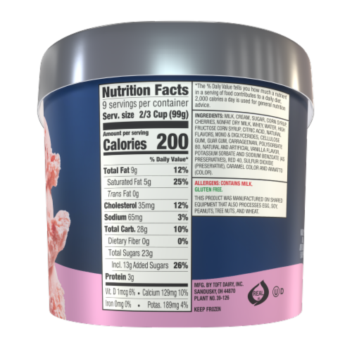 Toft's® Cherry Vanilla Ice Cream Tub Perspective: right