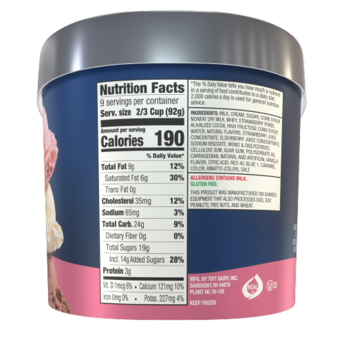Toft's® Neapolitan Ice Cream Tub Perspective: right