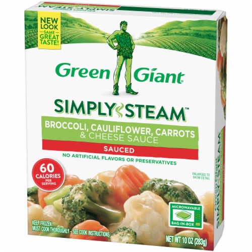 Green Giant Steamers Frozen Broccoli Cauliflower Carrots & Cheese Sauce Perspective: right