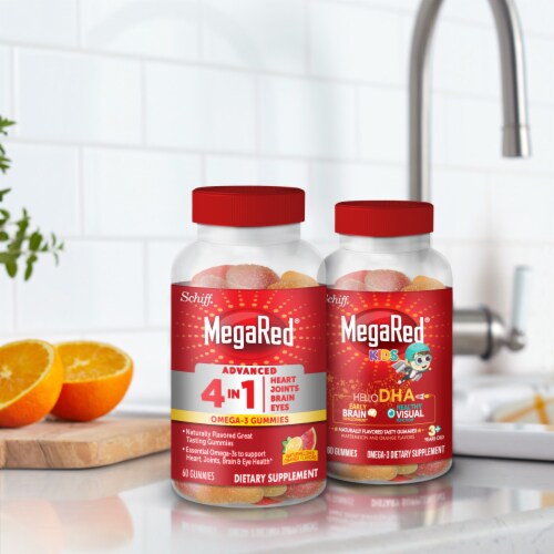 Schiff MegaRed® Advanced 4-in-1 Watermelon & Orange Omega-3 Gummies Perspective: right