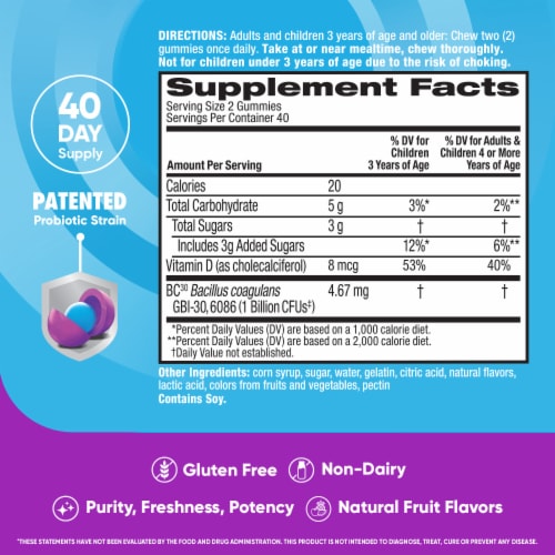 Digestive Advantage Daily Probiotics Digestive & Immune Support Gummies Perspective: right