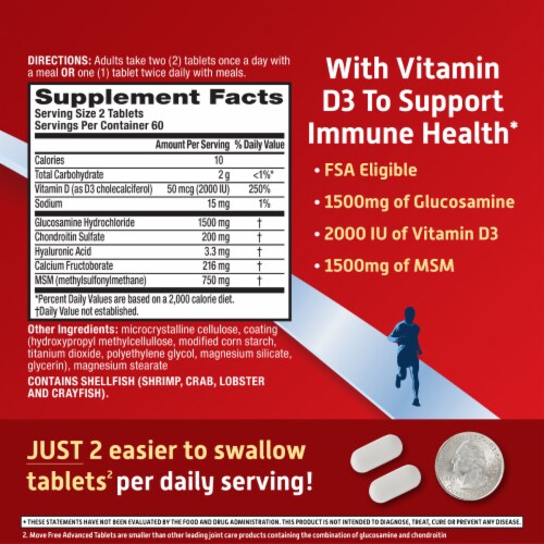 Schiff® Move Free® Advanced + MSM & D3 Joint Health Tablets Perspective: right