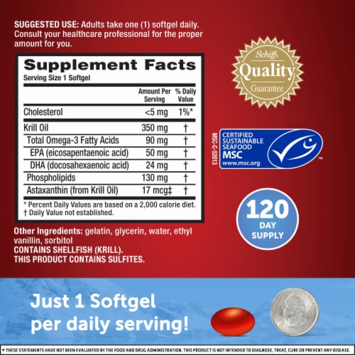 MegaRed Superior Krill Oil Omega 3 Heart Health Supplement Softgels 350mg Perspective: right