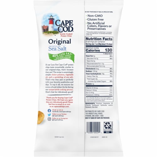 Cape Cod® Less Fat Original Kettle Potato Chips Perspective: right