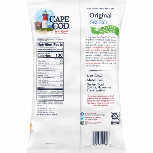 Cape Cod® Less Fat Original Kettle Potato Chips Party Size Perspective: right