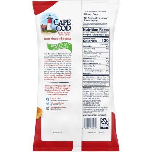 Cape Cod Less Fat Sweet Mesquite Barbeque Chips Perspective: right