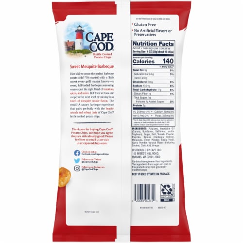 Cape Cod Potato Chips Sweet Mesquite Barbeque Kettle Chips Perspective: right