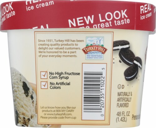 Turkey Hill® Cookies 'N Cream Ice Cream Tub Perspective: right