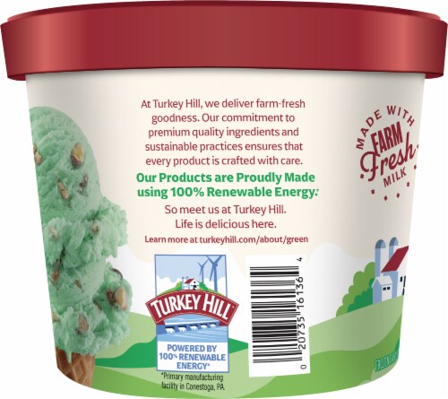 Turkey Hill® Pistachio Almond Frozen Dairy Dessert Tub Perspective: right