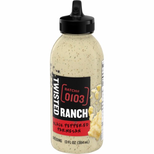 Twisted Ranch Black Peppered Parmesan Sauce & Dressing, Bottle Perspective: right