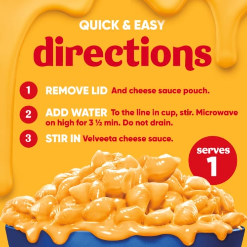 Velveeta Shells and Cheese Macaroni and Cheese Cups Easy Microwavable Dinner Perspective: right
