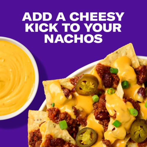 Taco Bell Medium Salsa Con Queso Cheese Dip, Jar Perspective: right