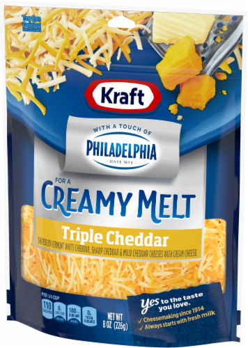 Kraft Triple Cheddar Cheese with a Touch of Philadelphia Perspective: right