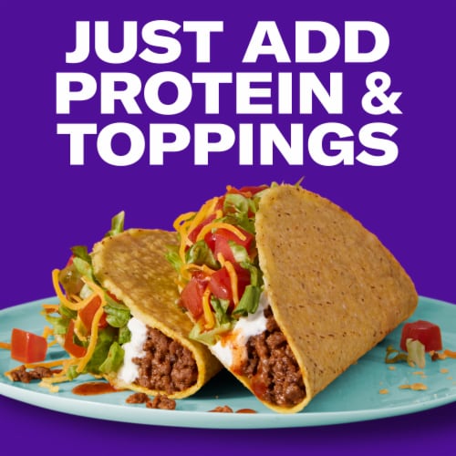 Taco Bell Crunchy Taco Kit with 12 Crunchy Taco Shells, Taco Bell Mild Sauce & Seasoning Box Perspective: right
