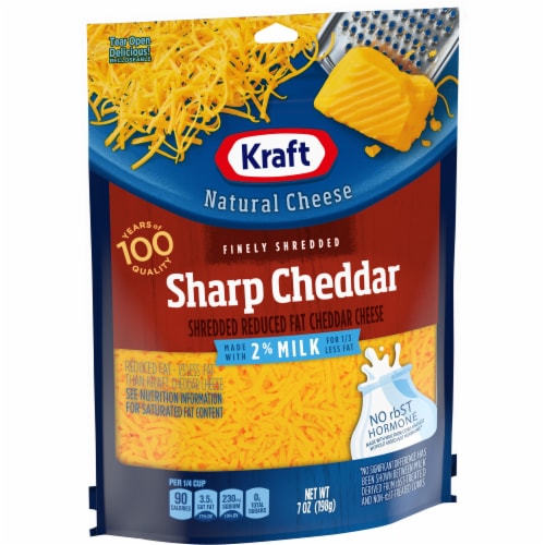Kraft Sharp Cheddar Finely Shredded Cheese with 2% Milk Perspective: right