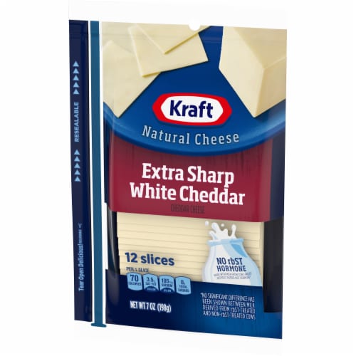 Kraft Extra Sharp White Cheddar Cheese Slices Perspective: right