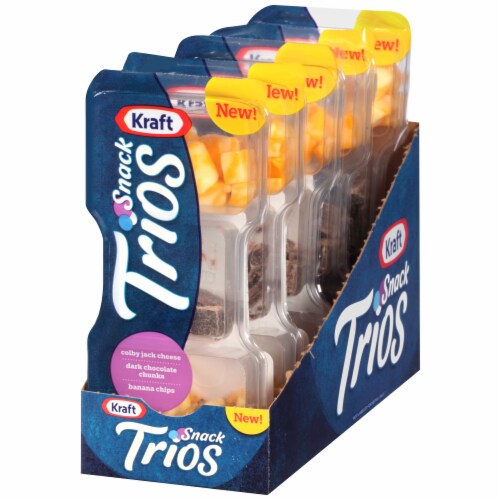 Kraft Snack Trios Colby Jack Dark Chocolate Chunks & Banana Chips Perspective: right