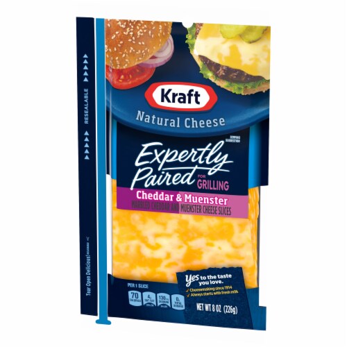 Kraft Expertly Paired Cheddar & Muenster Cheese Slices for Grilling Perspective: right