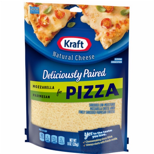Kraft Deliciously Paired Mozzarella & Parmesan Shredded Cheese for Pizza Perspective: right