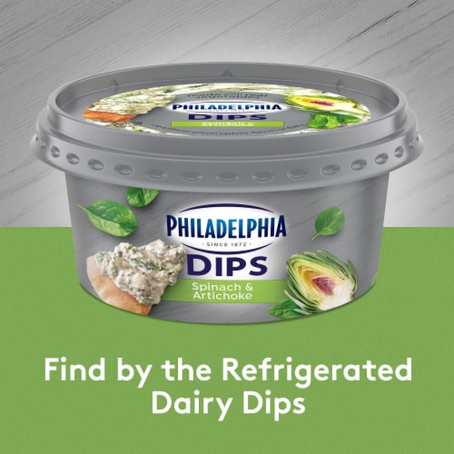 Philadelphia Dips Spinach & Artichoke Cream Cheese Dip, Tub Perspective: right