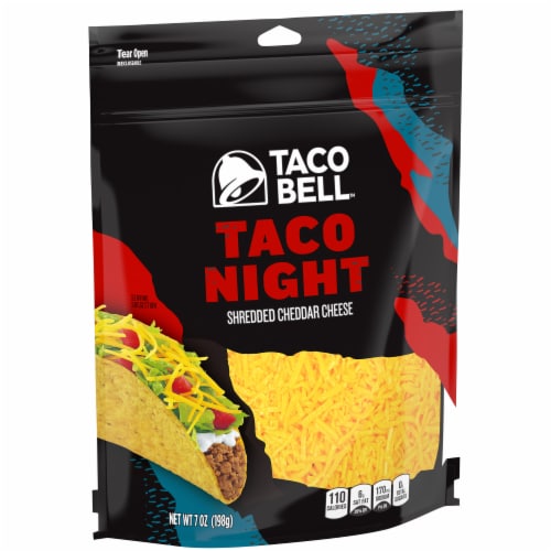 Taco Bell Taco Night Cheddar Shredded Cheese Perspective: right