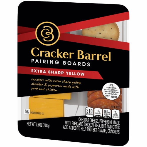 Cracker Barrel Pairing Boards with Extra Sharp Yellow Cheddar Cheese Pepperoni & Crackers Perspective: right