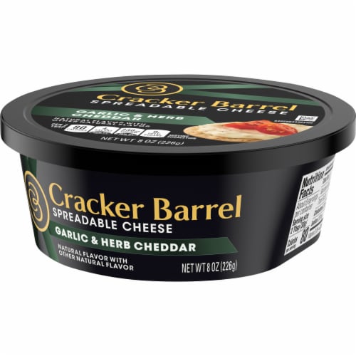 Cracker Barrel Garlic & Herb Cheddar Spreadable Cheese Perspective: right