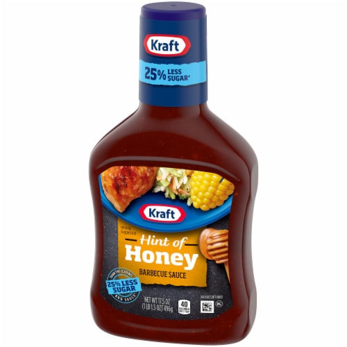 Kraft Hint of Honey BBQ Barbeque Sauce with 25% Less Sugar Perspective: right