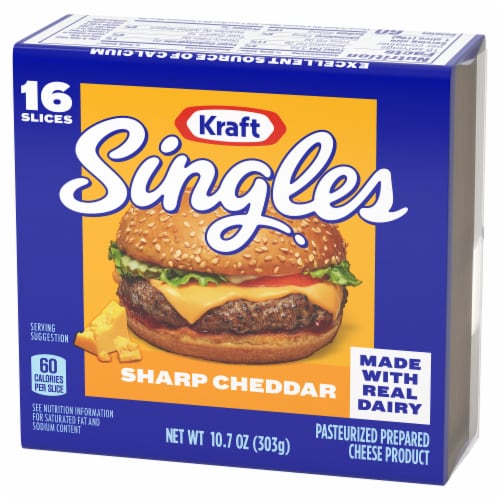 Kraft Singles Sharp Cheddar Cheese Slices Perspective: right