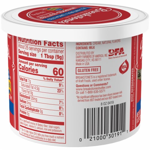 Breakstone's All Natural Unsalted Whipped Butter Tub Perspective: right
