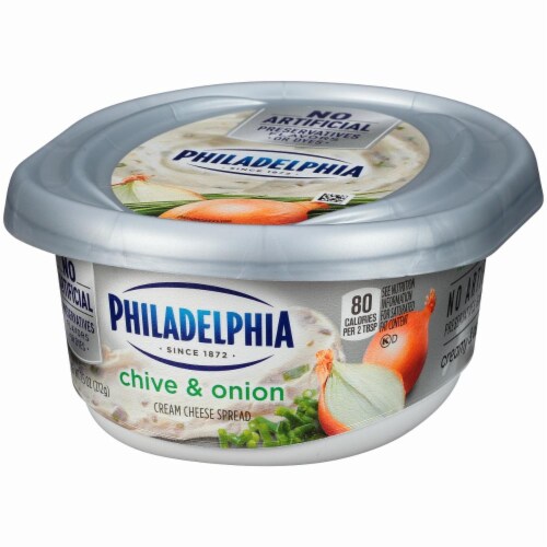 Philadelphia Chive and Onion Cream Cheese Perspective: right