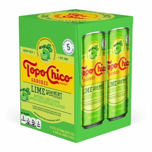 Topo Chico Mineral Sabores Lime with Mint Extract Flavored Sparkling Water Cans Perspective: right