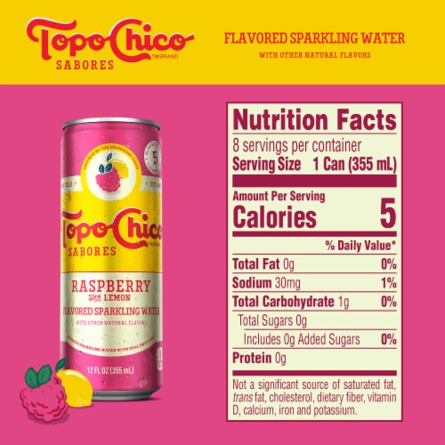 Topo Chico Sabores Raspberry with Lemon Sparkling Water Cans Perspective: right