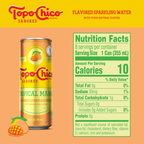 Topo Chico Sabores Tropical Mango Sparkling Water Cans Perspective: right
