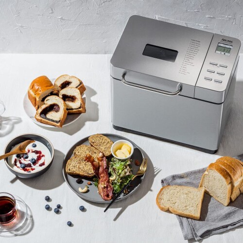 Aroma Housewares Stainless Steel 2 Pound Digital Bread Maker - Silver Perspective: right