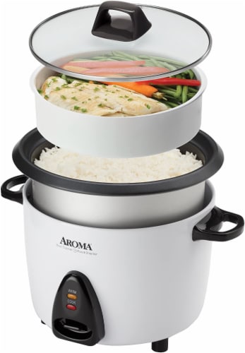 Aroma Pot-Style Rice Cooker and Food Steamer - Black/Silver, 1 ct