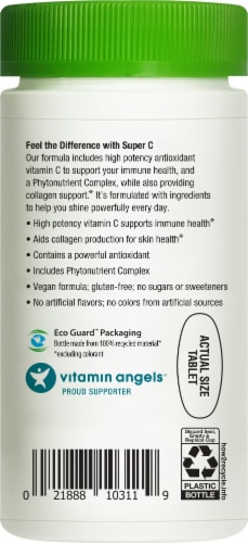 Rainbow Light Super C 1000 Mg Vitamin C and Phytonutrient Complex Immune Health Support Supplement Perspective: right