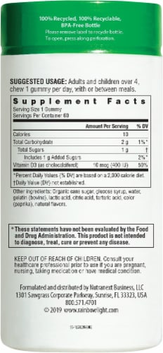 Rainbow Light Vitamin D3 Tangy Orange Flavor Gummies 400IU Perspective: right