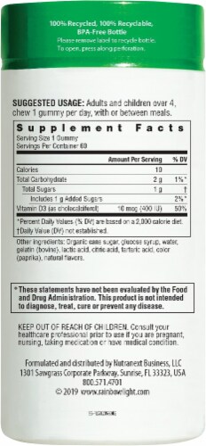 Rainbow Light Vitamin D3 Tangy Orange Flavor Gummies 400IU Perspective: right