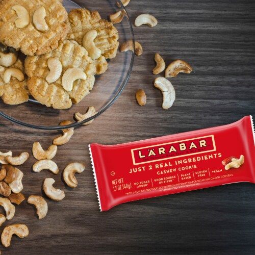 Larabar Gluten Free Vegan Cashew Cookie Fruit & Nut Bars Healthy Pantry Snacks Perspective: right