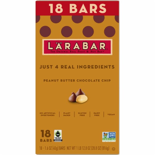 Larabar Gluten Free Vegan - Peanut Butter Chocolate Chip Fruit & Nut Bars Healthy Snacks Perspective: right